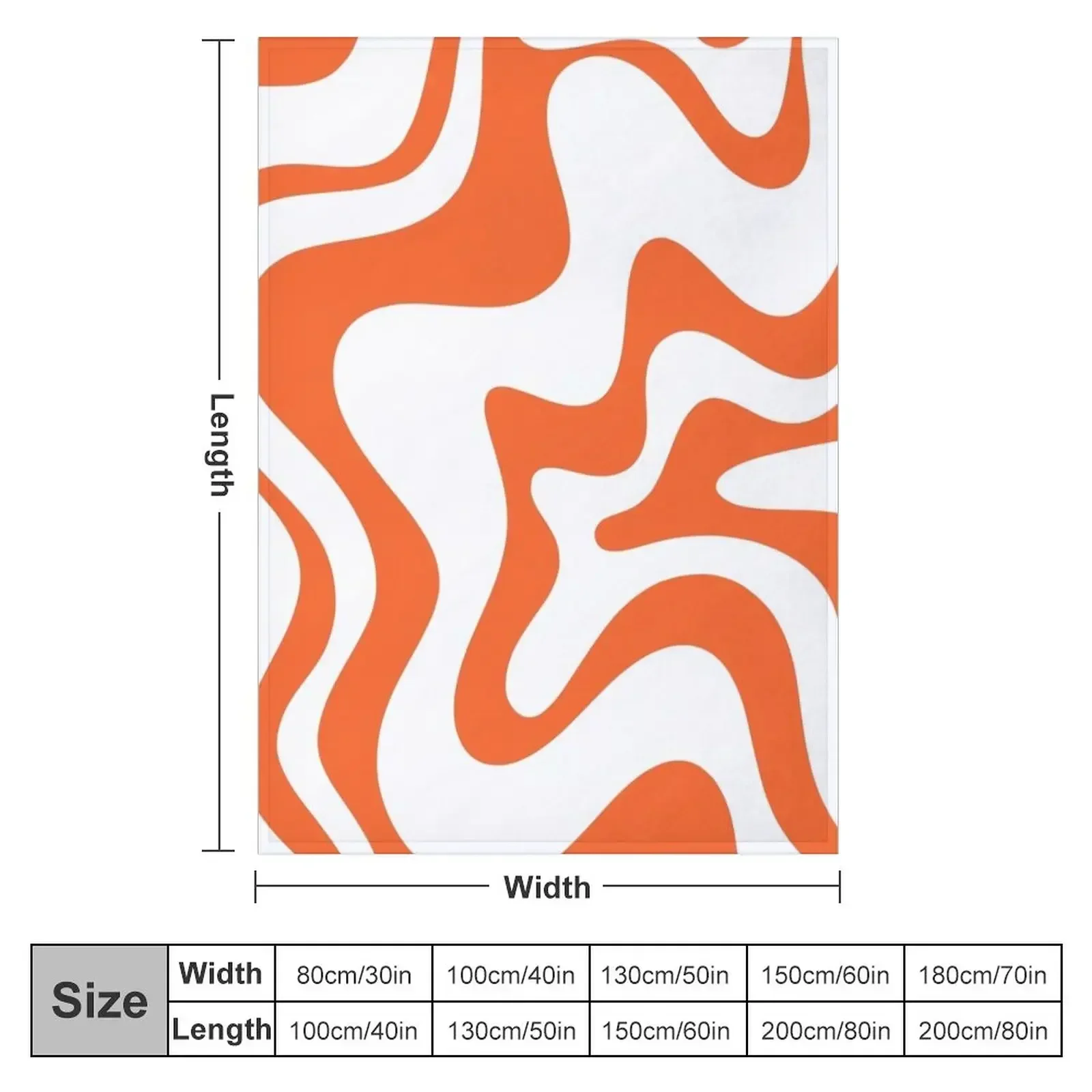 Liquid Swirl Retro Abstract Pattern in White and Burnt Orange Throw Blanket halloween Single warm for winter Blankets