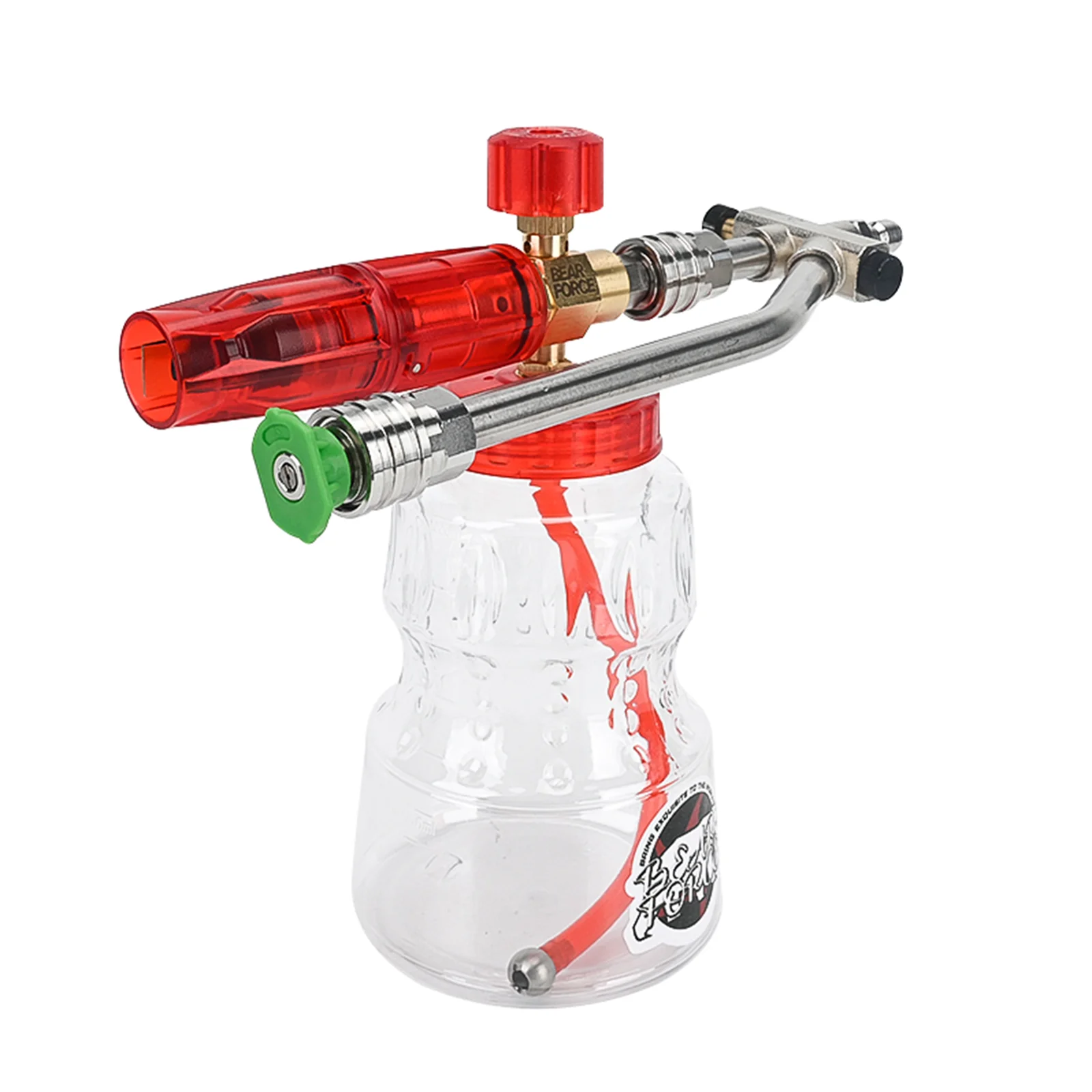 Brass Foam Cannon with Double Tip AttachmentAdjustable Pressure Washer Foam Blaster with Dual-Connector Accessory 1/4