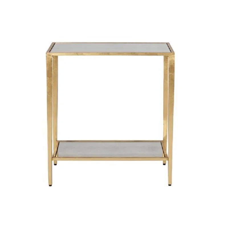 light luxury cone tube rectang ular double-la yer coff ee ta ble/villa/hotel American gold foil coffee table