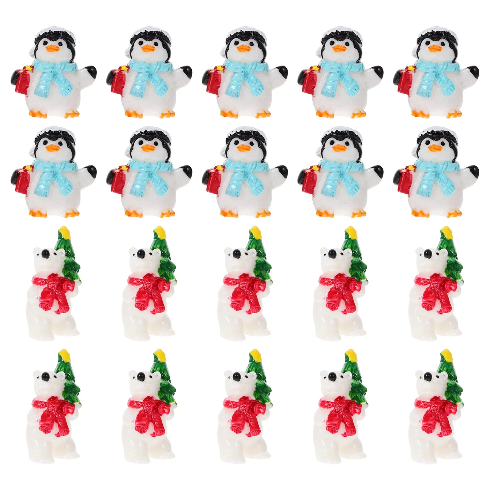 20 Pcs Christmas Micro Scene Ornament Miniature Bear Statue Miniatures Household Landscape Decorations Resin Animal Figurine