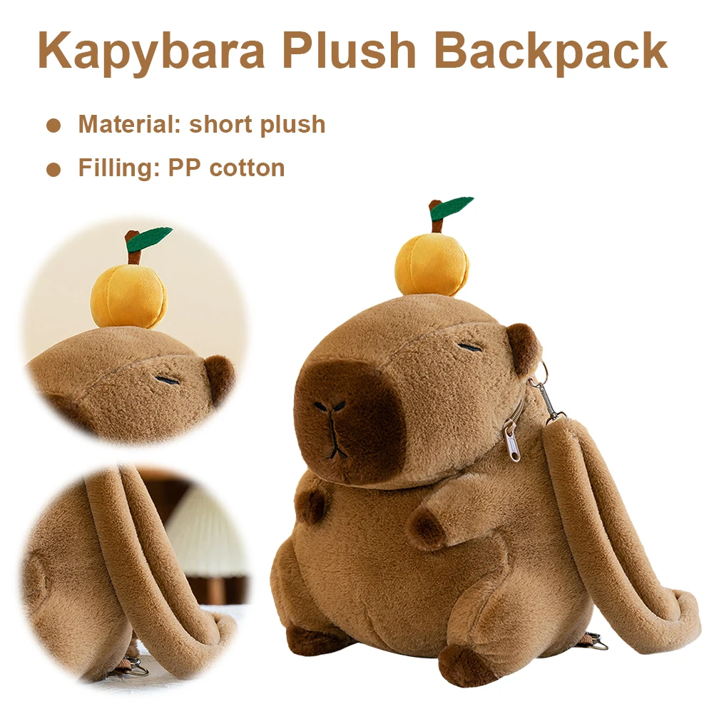 

Children Mini Knapsack Bag Funny Girl Anime Crossbody Bag Soft Girl Small Backpack Plush Capybara School Bag for Girls Children