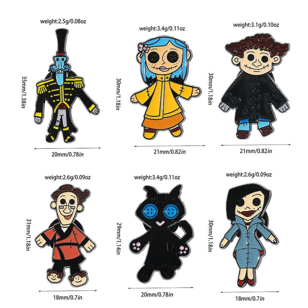 Coraline Doll Horror Animated Film Enamel Pins Punk Character Metal Brooch Backpack Badge - Halloween Accessory Gift for Friends