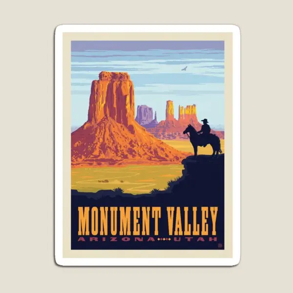 Monument Valley Cowboy Ranger  Magnet for Fridge Organizer Refrigerator Colorful Funny Home Kids Baby Toy Magnetic  Decor