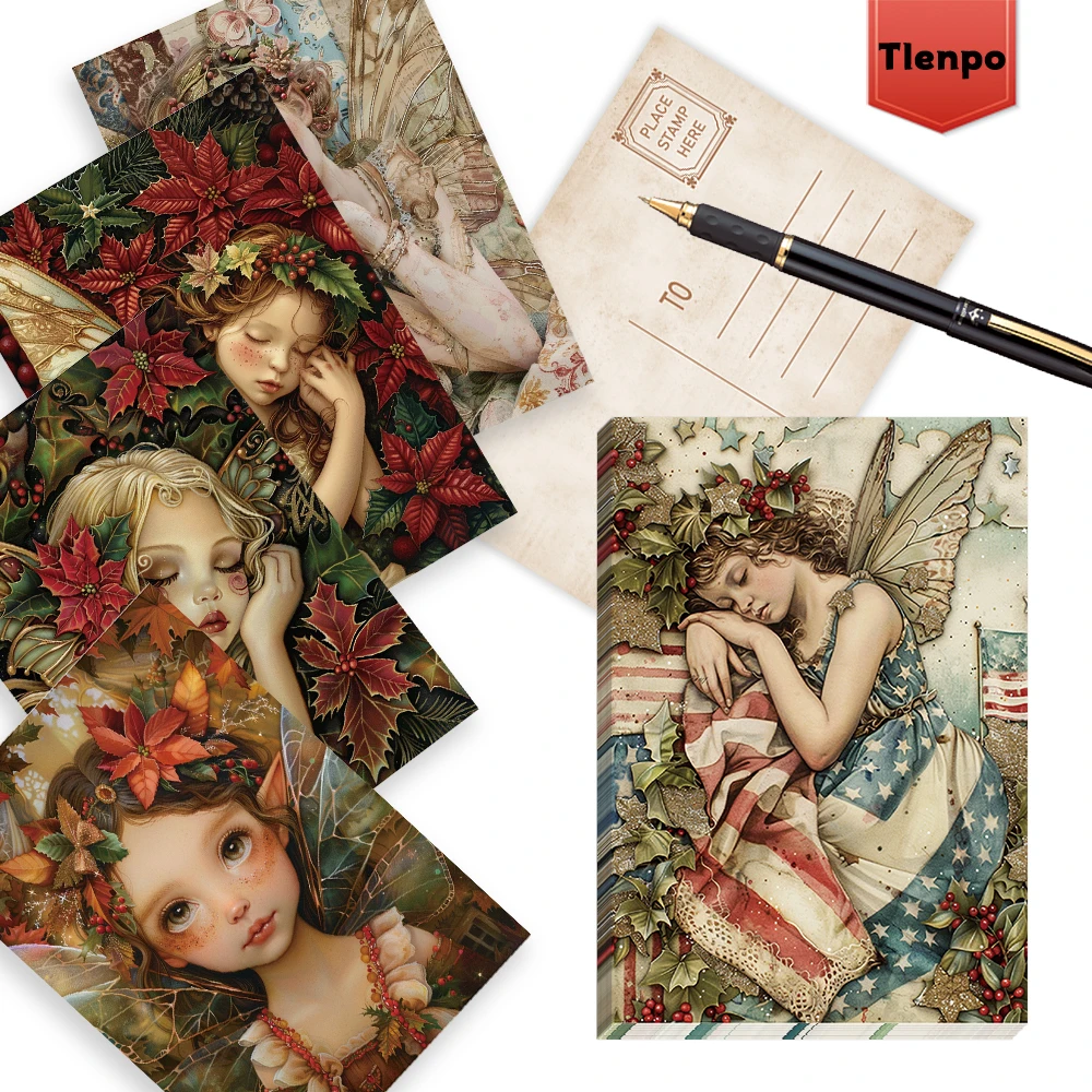 32 Stück. Vintage-Weihnachtsmädchen-Postkarte, Halloween/Back-to-School-Saison/Geburtstag/Budget-freundlich, Geschenk, Sammlerstück, postfertig