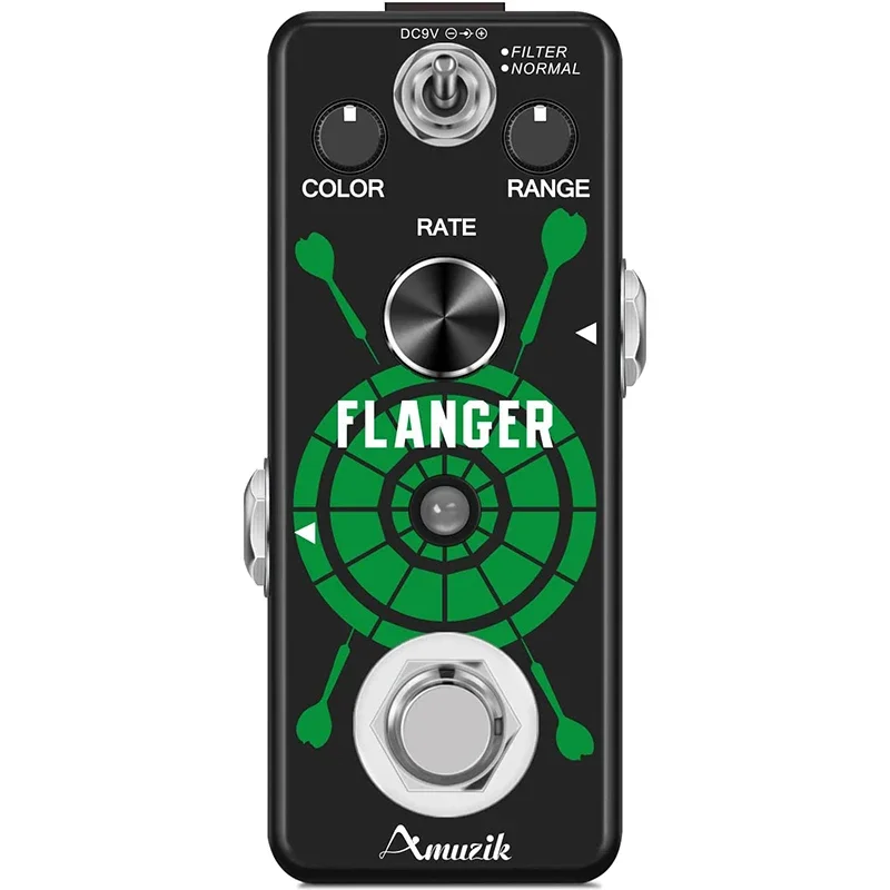Amuzik Electric Guitar Pedal Flanger Analog Classic Bass Pedal Great Sounds Flange Effect Ture Bybass 2 Modes Effector