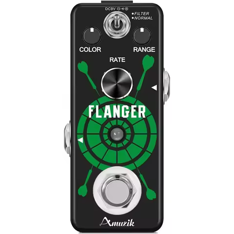 Amuzik Electric Guitar Pedal Flanger Analog Classic Bass Pedal Great Sounds Flange Effect Ture Bybass 2 Modes Effector
