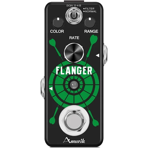 Amuzik Pedal de guitarra eléctrica Flanger Pedal de bajo clásico analógico Grandes sonidos Efecto de brida Ture Bybass 2 modos efector