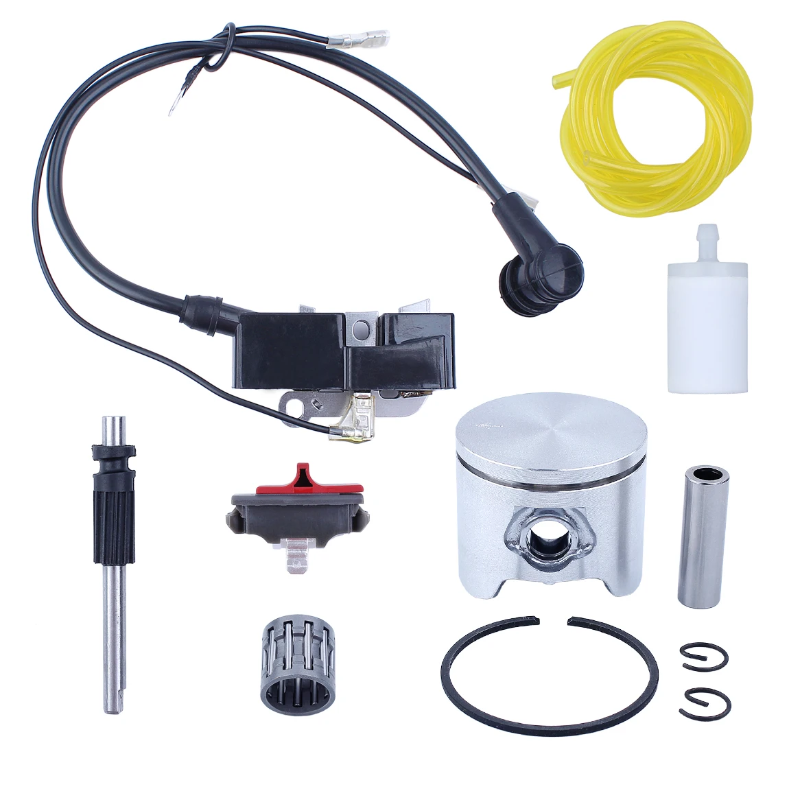 44MM Piston Bearing Ignition Coil Oil Pump Piston Kit Fit HUSQVARNA 340 350 345 346 XP Chainsaw Motor Engine Parts