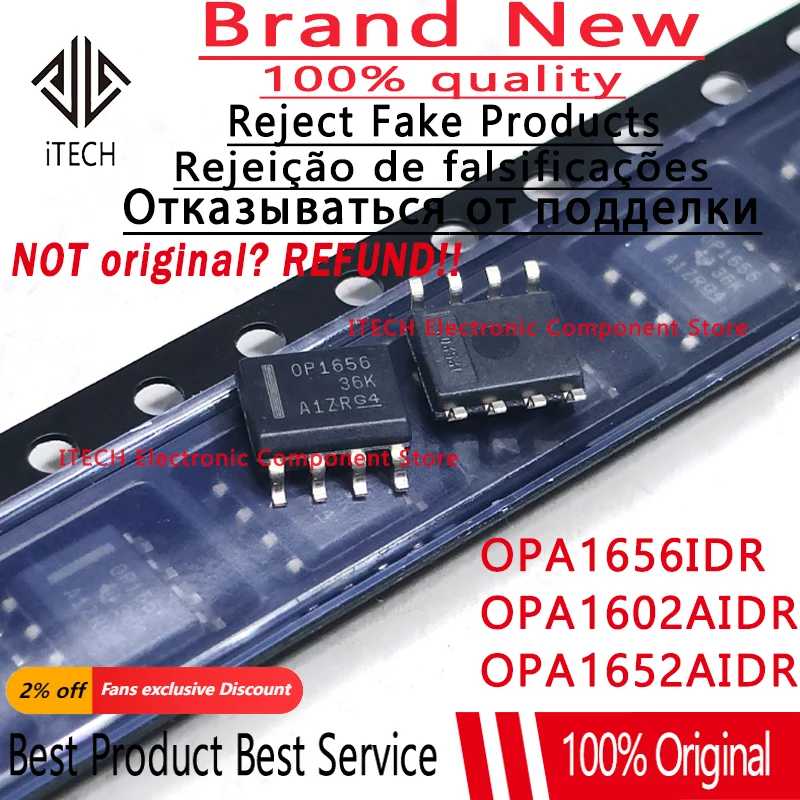 5pcs/lot Original OPA1656IDR OP1656 OPA1652AIDR OP1652 OPA1602AIDR 01602A SOIC-8 SOP8 100% New and Genuine
