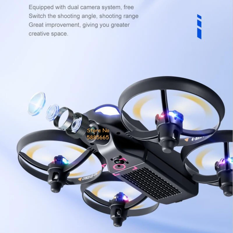 200M 6K Dual Camera WIFI FPV RC Drone 20MINS 360° Protect Colorful Light 3D Roll Smart Hover Remote Control Quadcopter Drone Toy