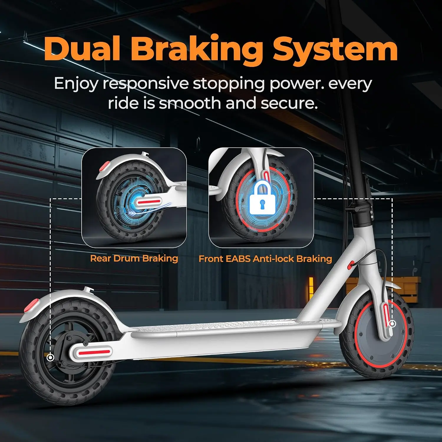 8.5‘’ Adult Electric Scooter 350W Brushless Motor up to 19Mph Max Speed 21Miles Max Range Lightweight & Portable Folding Design Smart LED Display & App Control for Campus Commuting