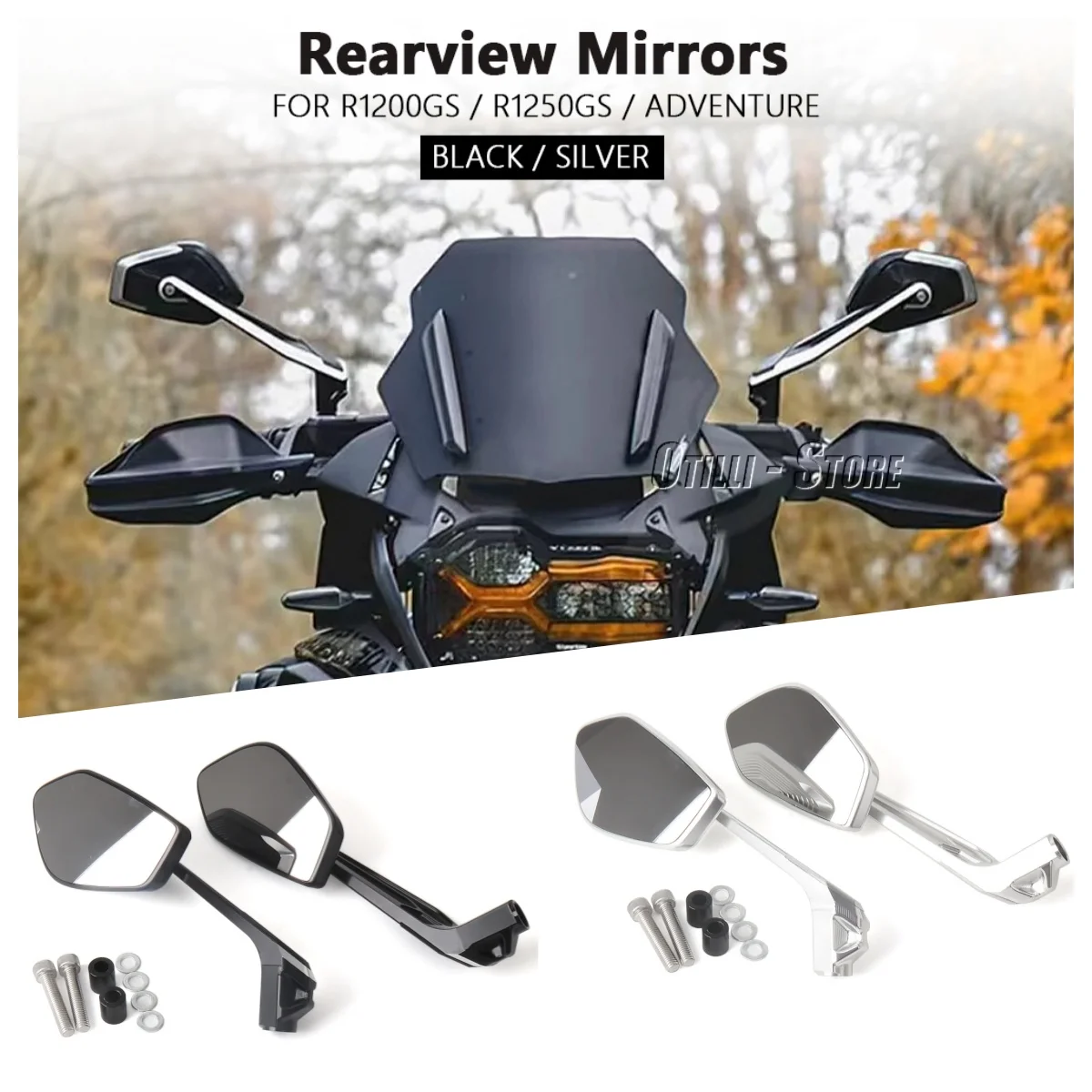 Motorcycle Aluminum Rearview 360 Rotating Mirror Back Side Mirror For BMW R1250GS F850GS ADVENTURE S1000XR S1000R F900R F900XR