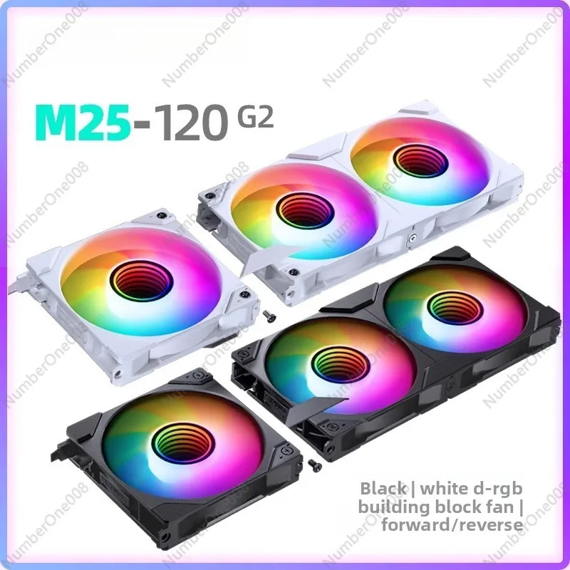 

Wind Chaser M25-120/140 G2 chassis fan black/white ARGB building block second generation positive/negative blade