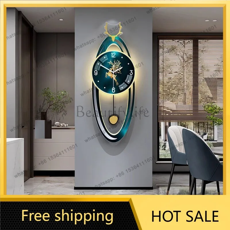 LJY Night Light Premium Wall Clock Fashion Upgrade Nordic Aesthetic Digital Wall Clock Living Room Horloge Murale Home Decor Ite