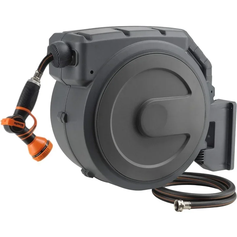 

Retractable Garden Hose Reel 1/2 Inch x 130 ft, Super Heavy Duty, Any Length Lock, Slow Return System, Wall Mounted