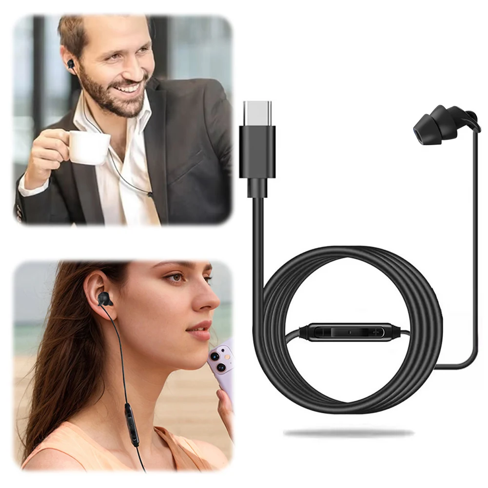 3.5mm/Type-c Wired Earbuds In Ear Headphone One Side Earplugs with Mic Single Side Earphone Wired Headset for Smart Phones MP3