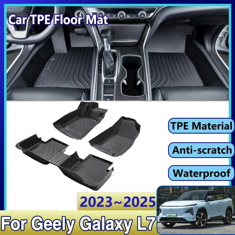 

Car Rear Floor Mats For Geely Galaxy L7 2023 Accessories 2024 2025 TPE Waterproof Leather Mud Carpet Foot Pads Full Rug Tappeto