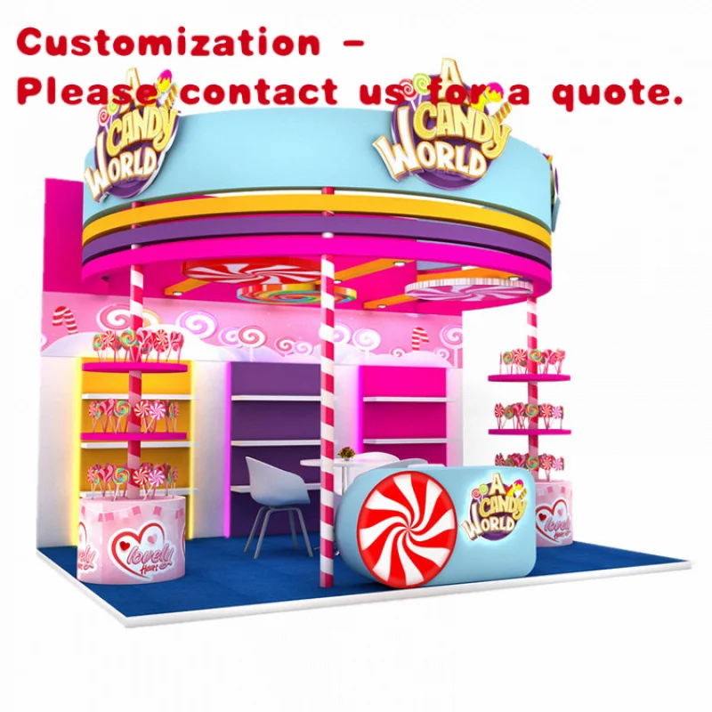 

custom.Modern Style Candy Store Display Interior Design Colorful Sweet Candy Kiosk Shopping Mall Retail Candy Booth