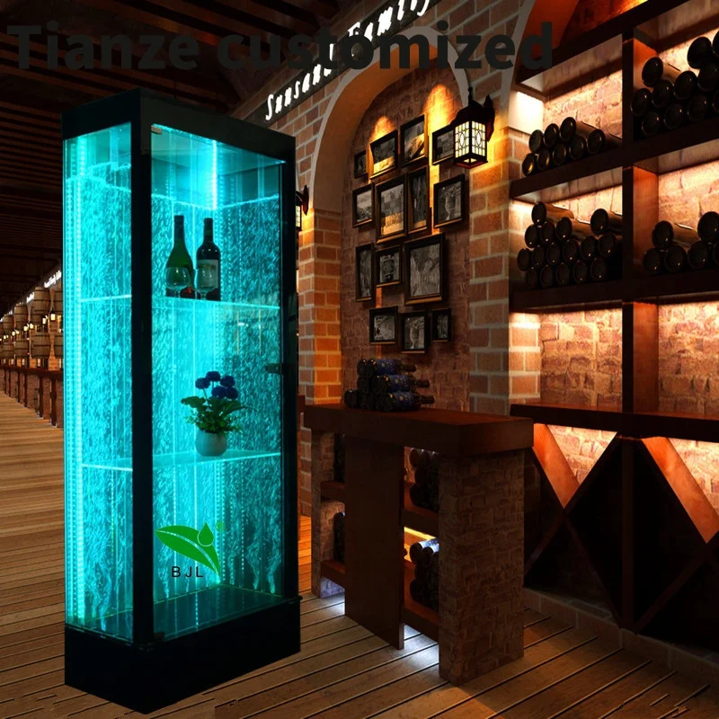 Customized-light up furniture bar cabinet whisky wine drinks shelf corner liquor display cabinets