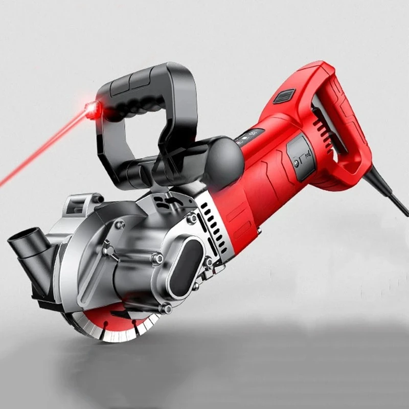 Electric Wall Chaser Groove Cutting Machine, 45mm Depth Sighted Slotting Tool for Steel/Concrete with Dust-Free Design