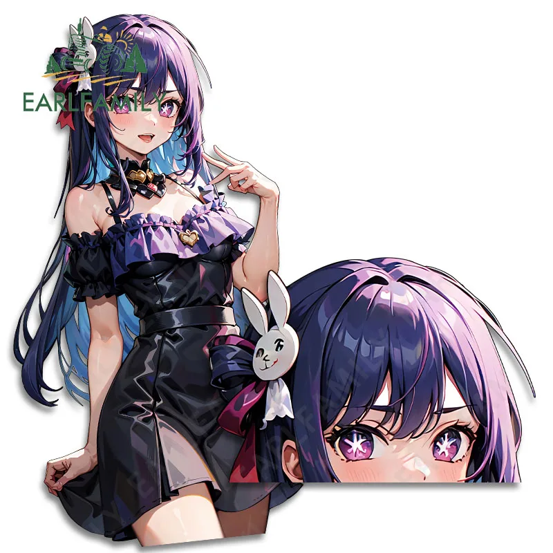 EARLFAMILY-Hoshai ملصق سيارة فستان مثير أرجواني ، أنيمي Fanart ، نوافذ الفتيات ، صائق الوفير ، Peeker الجذع ، تصفيف السيارة ، 13 *
