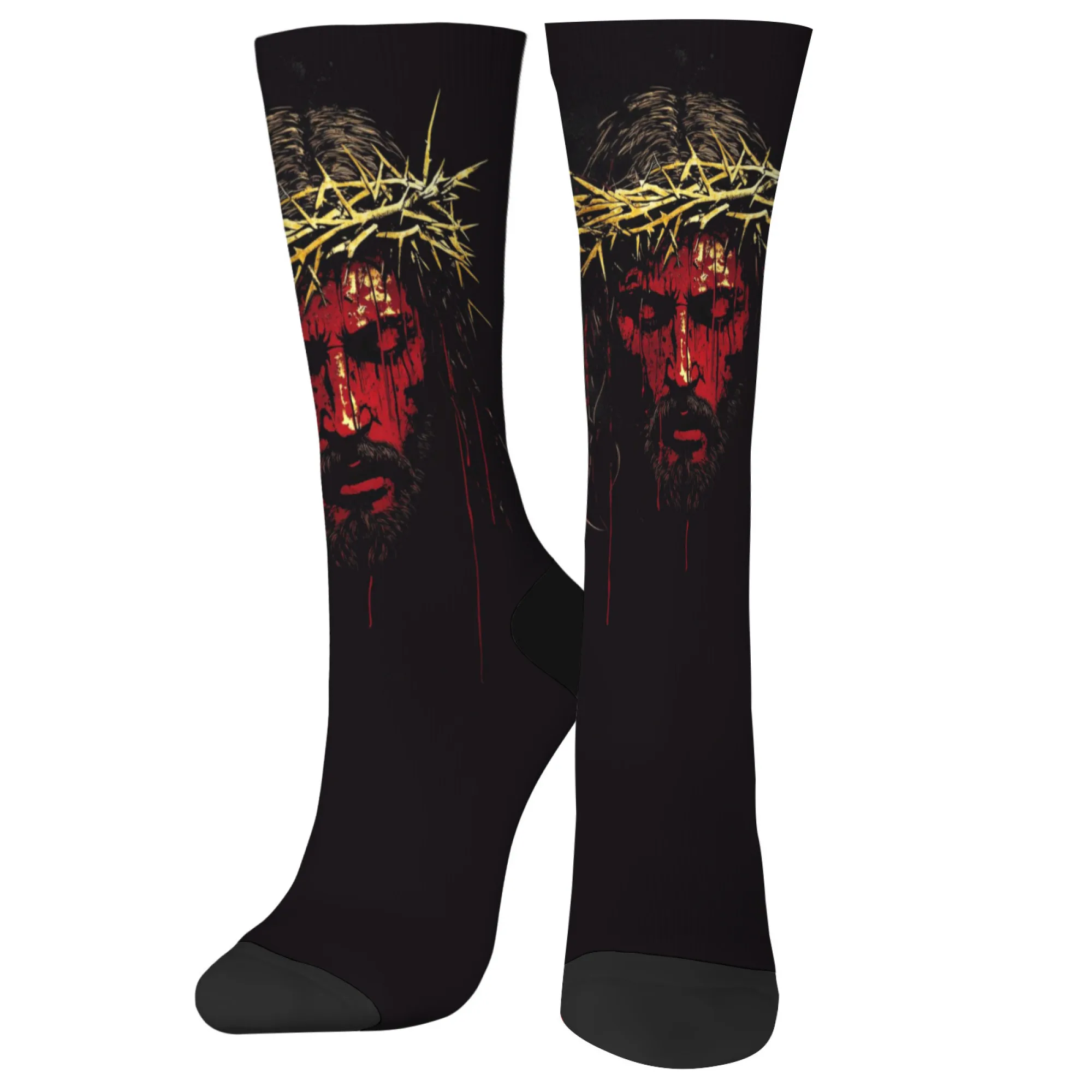 

Jesus wore a crown of thorns on his head print novelty funny men's socks Harajuku retro style casual fashion socks happy gift