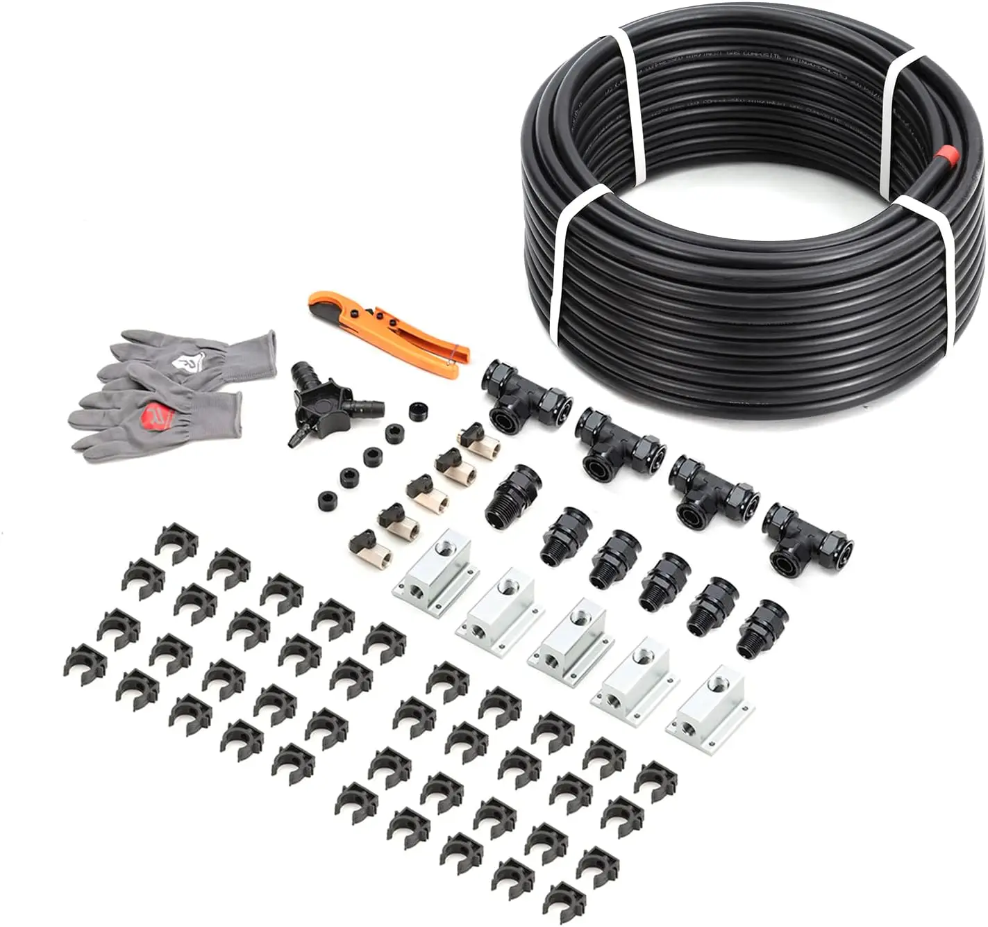 5-Ways Out HDPE Aluminum Air Compressor Piping for Garage LeakProof&Easy to Install Black Air Hose