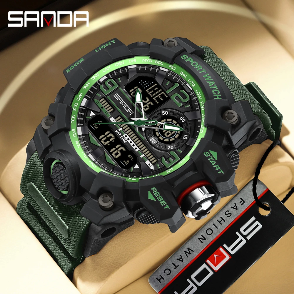 

2024 G Style New Men's Watches 50M Waterproof Shock Sports Military Quartz Watch For Male Digital Wristwatch Clock SANDA 3133