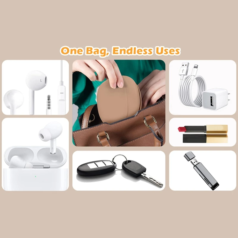 4 Pcs Silicone Headphone Organizer, Upgraded Headphone Case Data Cable Storage Bag,