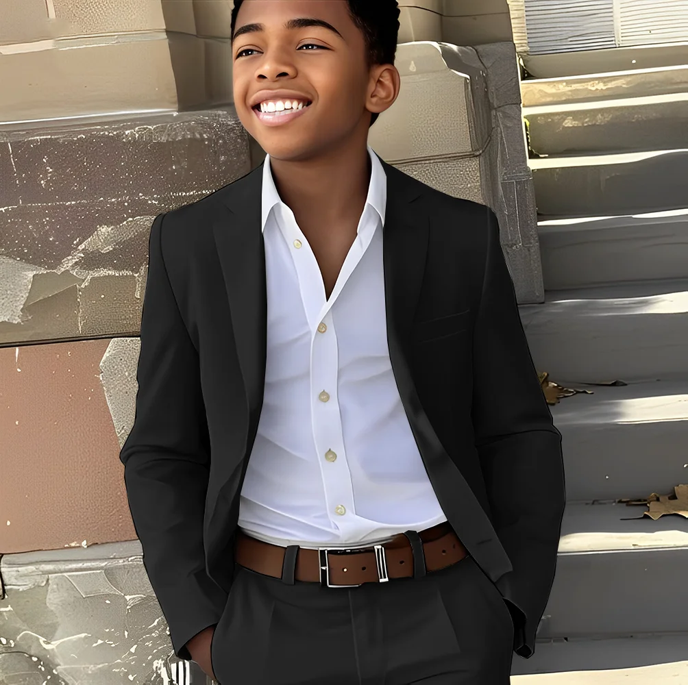 

Elegant Boys Suit 2 Piece Set Slim Fit Jacket Pants Wedding Kids Tuxedo Custom Fashion Clothes 2-16 Years Old Blazer