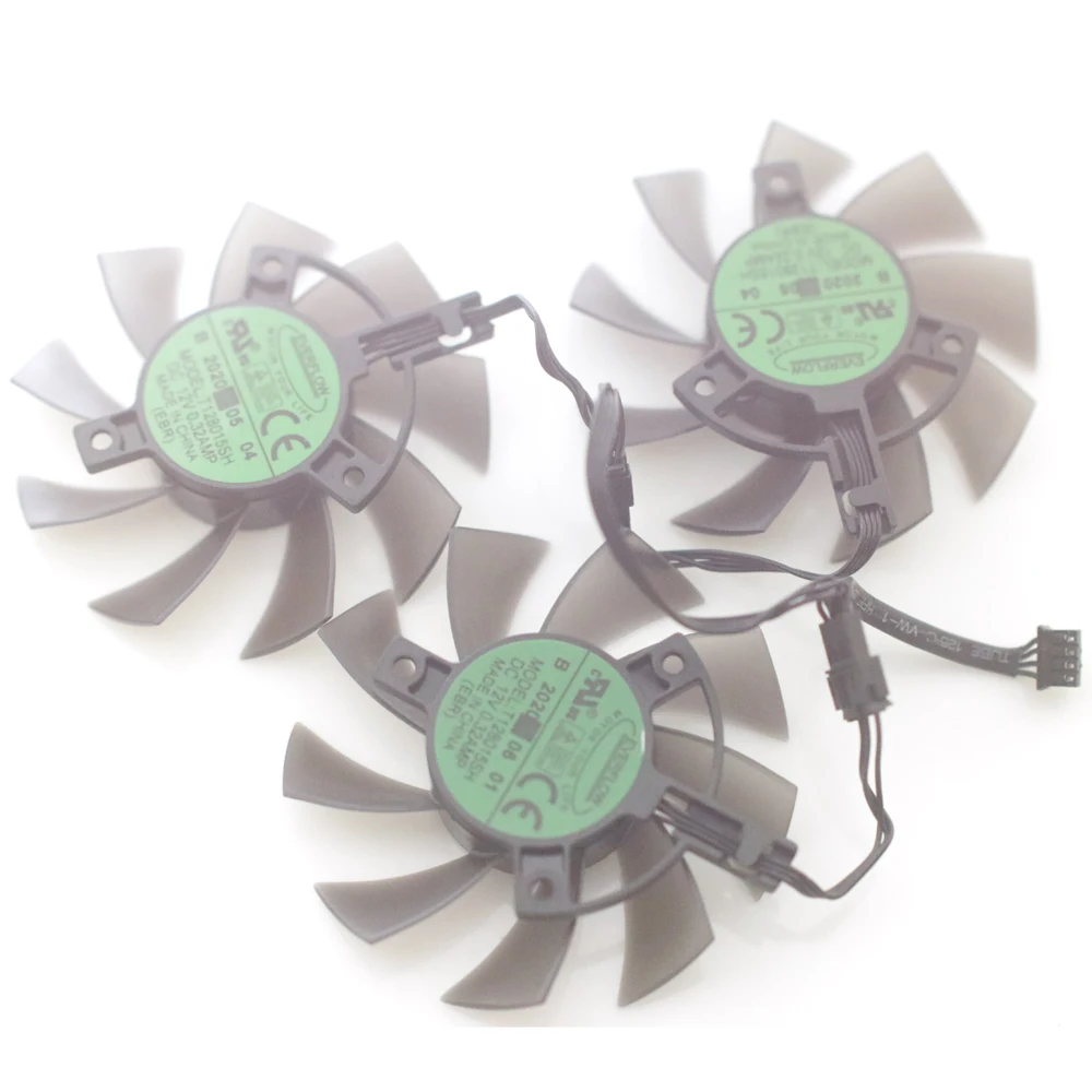 3pcs/lot T128015SH 12V 0.32A 75mm 4Wire 4Pin VGA Fan For ASROCK RX5600XT 6GB Phantom Gaming Graphics Card Cooling Fan