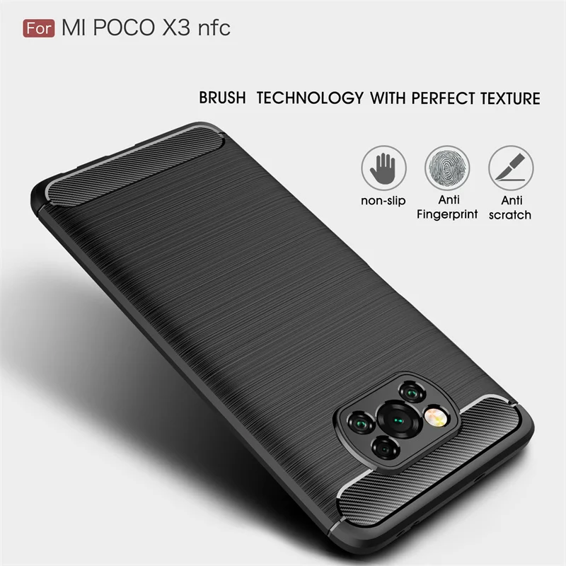 For Xiaomi PocoPhone X3Pro Case Matte Carbon Fiber Soft Cover For Poco X 3 X3 Pro NFC PocoX3Pro Silicone Shockproof Coque Fundas