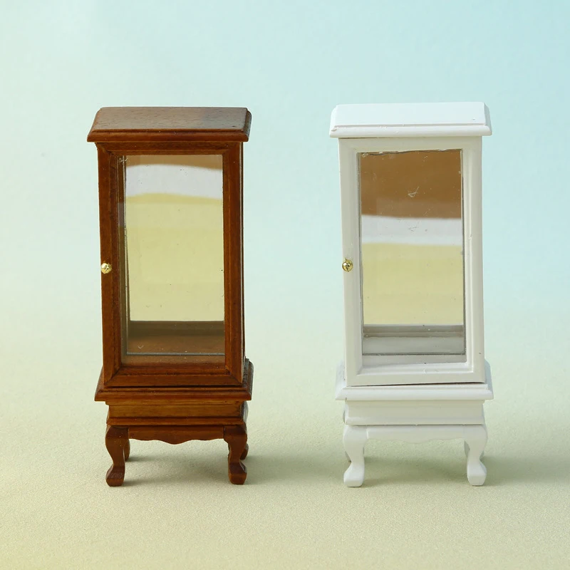 C 1pc new Simulation Glass Cabinet Cupboard Model Dollhouse Miniature Storage Cabinet Furniture Living Room Decor Toy Dollhouse