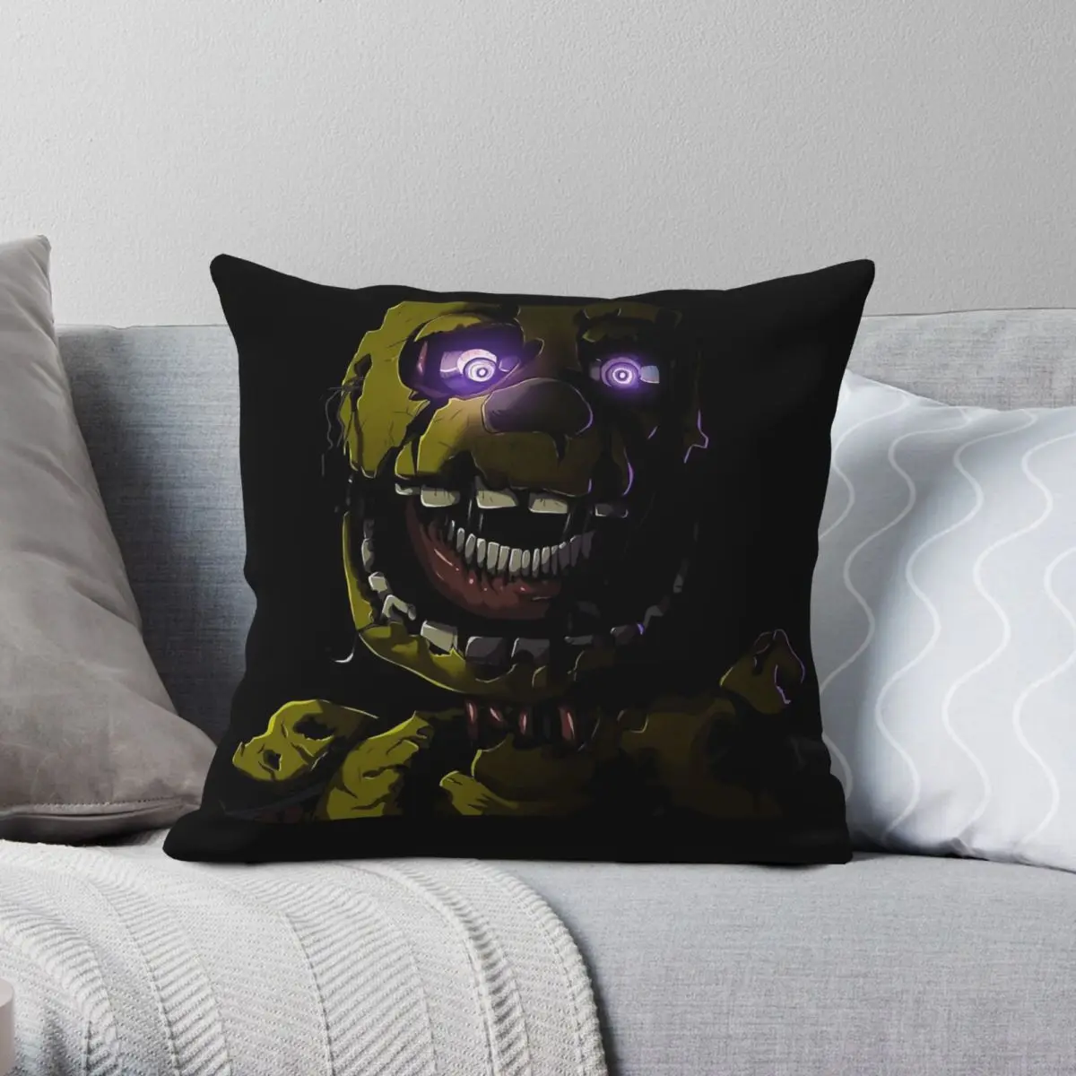 Creepy Springtrap Square Pillowcase Polyester Linen Velvet Printed Zip Decor Pillow Case Sofa Seater Cushion Cover Wholesale