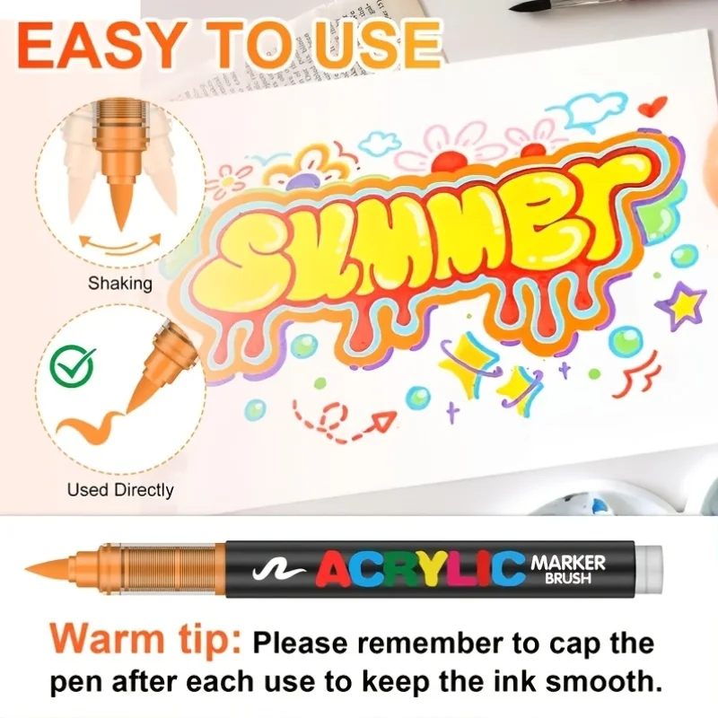 12-120 لون الاكريليك أقلام الطلاء علامات فرشاة تلميح علامات الطلاء للروك اللوحة الخشب قماش حجر هدية الكريسماس Crafts بها بنفسك الحرف #6