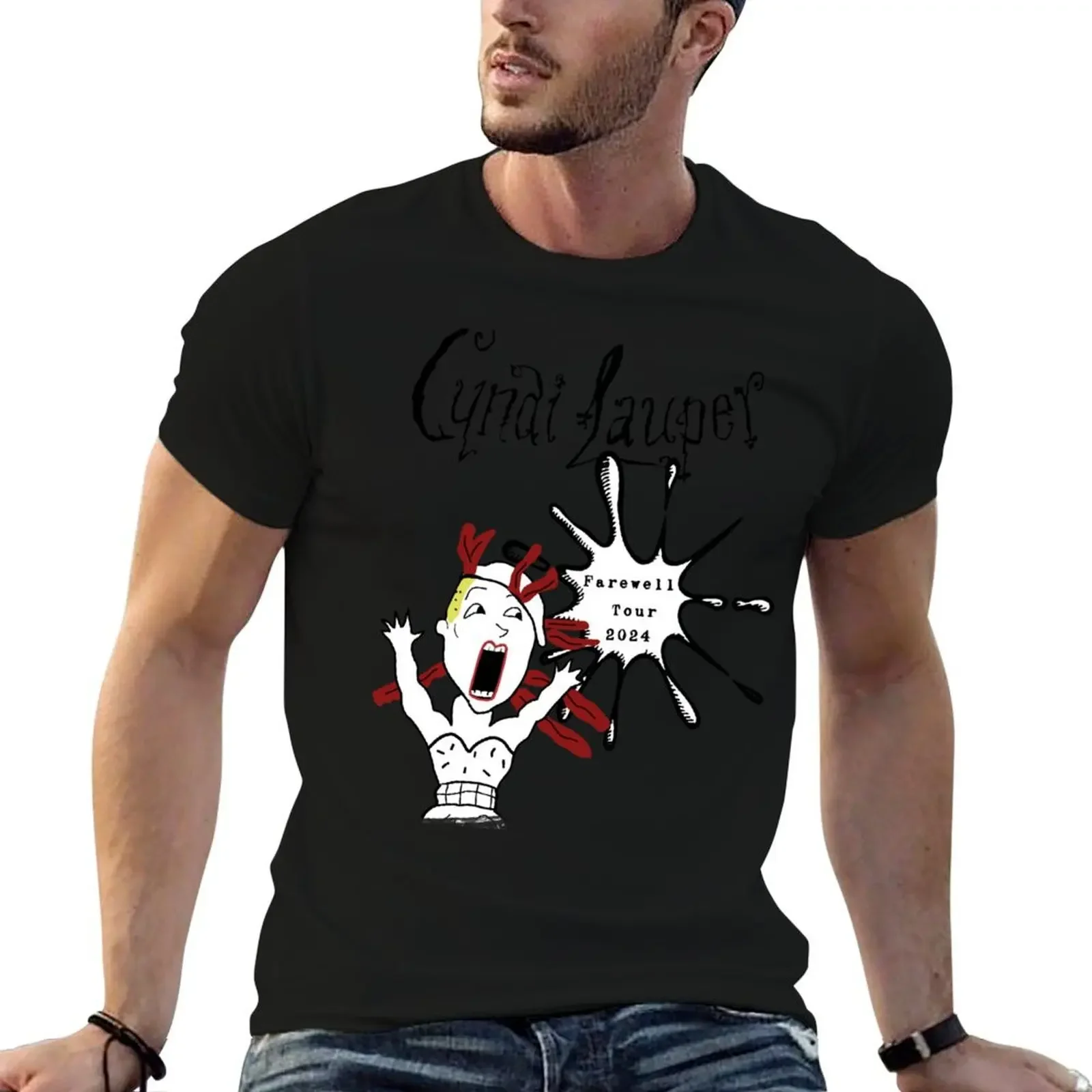 She Bop Cartoon - Cyndi Lauper's Farewell Tour T-Shirt oversized t shirt tees clothing for men