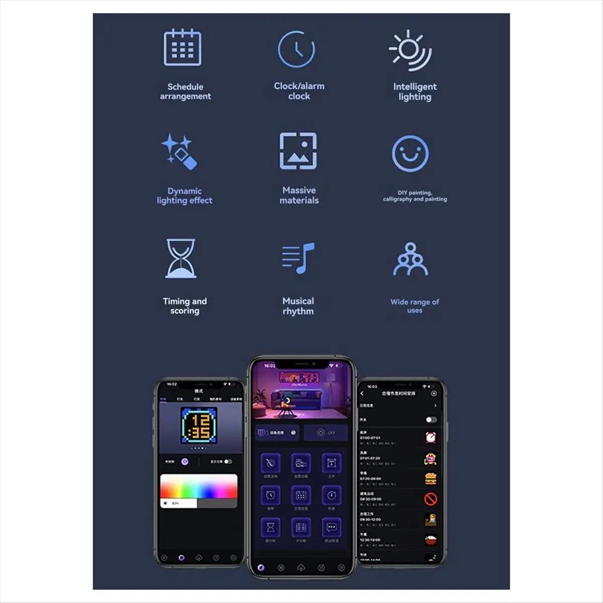 A39MM LED 16x16 Pixel Display Nightlight Smart APP Control Programmable Screen DIY Text Animation Photo Frame Night Light Gift