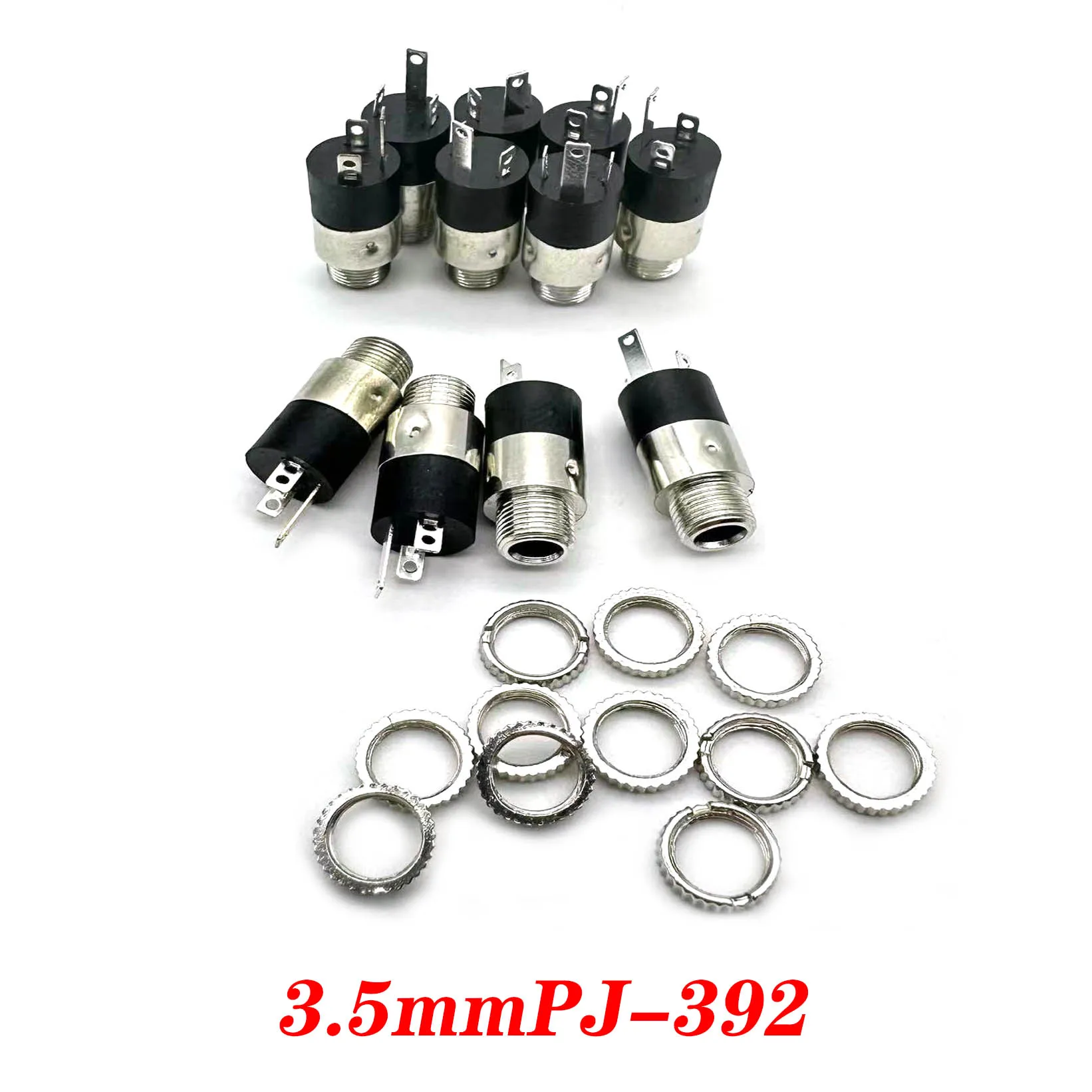 200pcs PJ-392 3.5mm stereo jacks with nut 3.5 audio headphone connector PJ-392 cylindrical jack