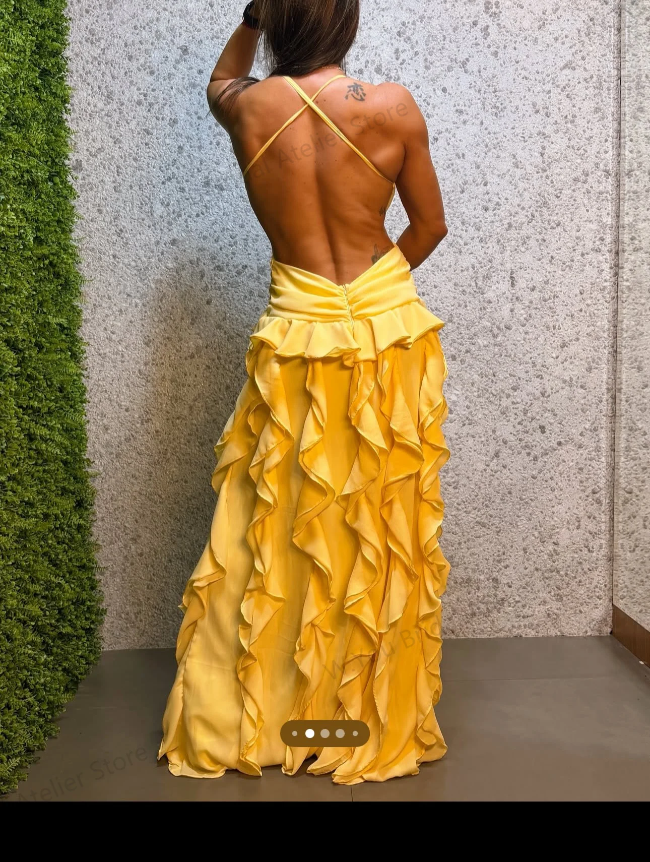 Желтое вечернее платье с глубо – обзор и цена Embroidery Yellow Dress