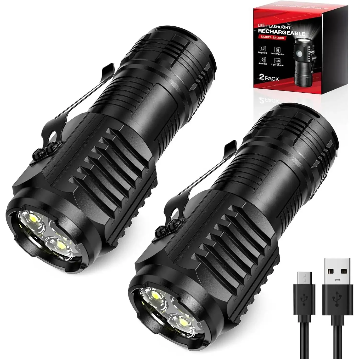 Superhelle 3-LED-Taschenlampe Typ C, wiederaufladbare Zoom-Taschenlampe, tragbare MINI-Laterne, leistungsstarke Outdoor-Camping-Radfahren-Wanderlampe