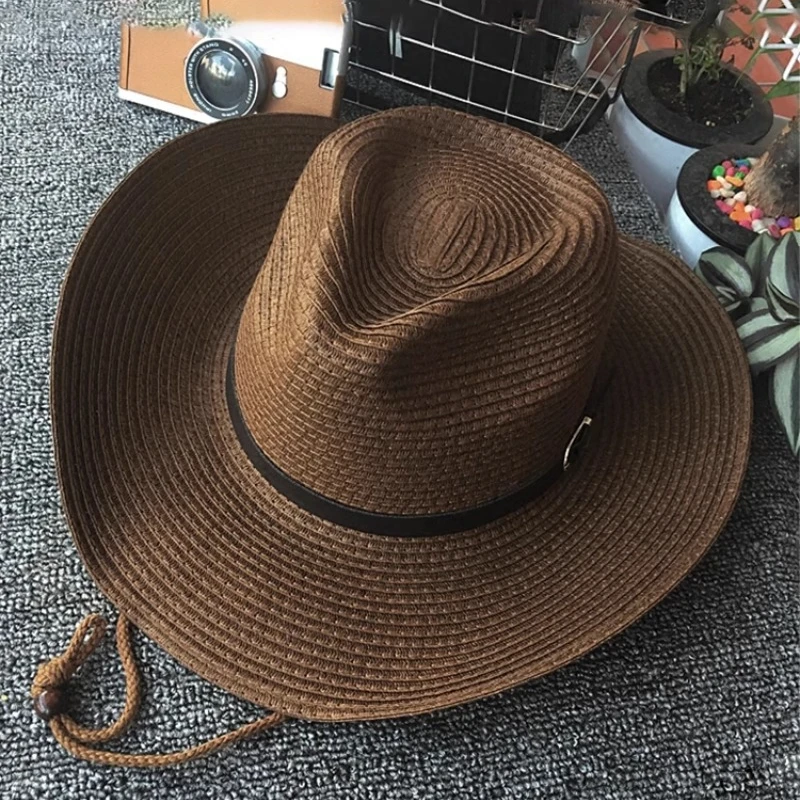 

Designer Men's and Women's Spring and Summer Cowboy Hats Straw Summer Travel Sun Protection Caps Foldable Woven Beach Gorras 모자