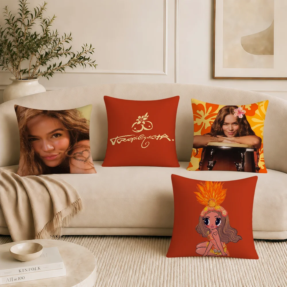 singer k-Karol G Tropicoqueta cushion cover soft pillowcase Double Sided Sofa Home Living Room Decor bed hogar pillowcover gift