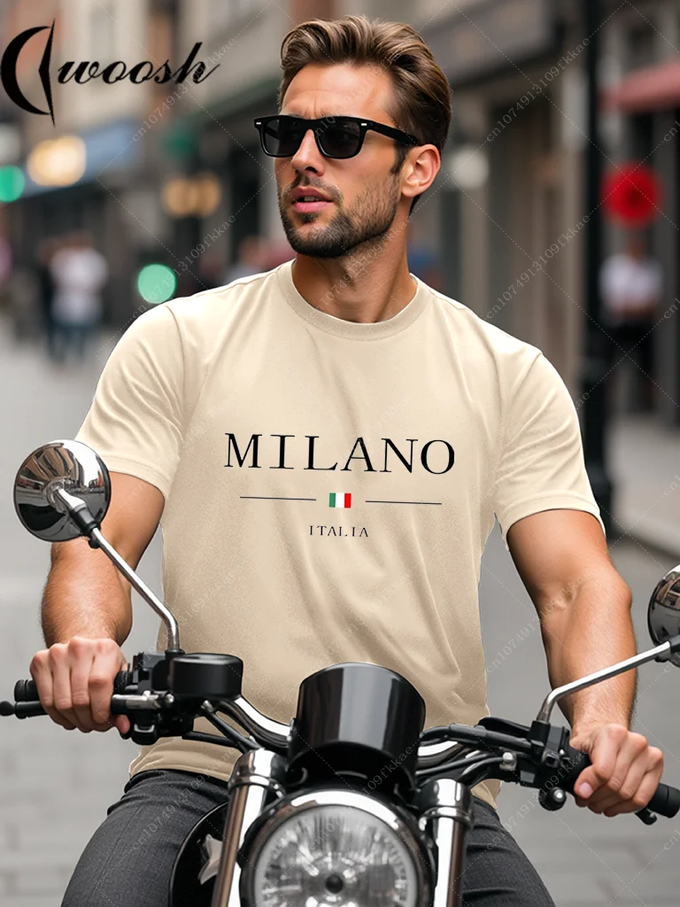 

2025 Milano Style Men Women TShirt Summer Luxury Brand Cotton Print Streetwear Vintage Oversized Quick-dry Tee for Motorcycle