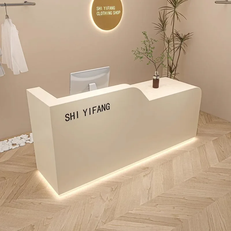 Front Desk Reception Counter Clothes Salon Elegant Office Aesthetic Furniture Luxury Restaurant Help Bureau Tables Luxurious