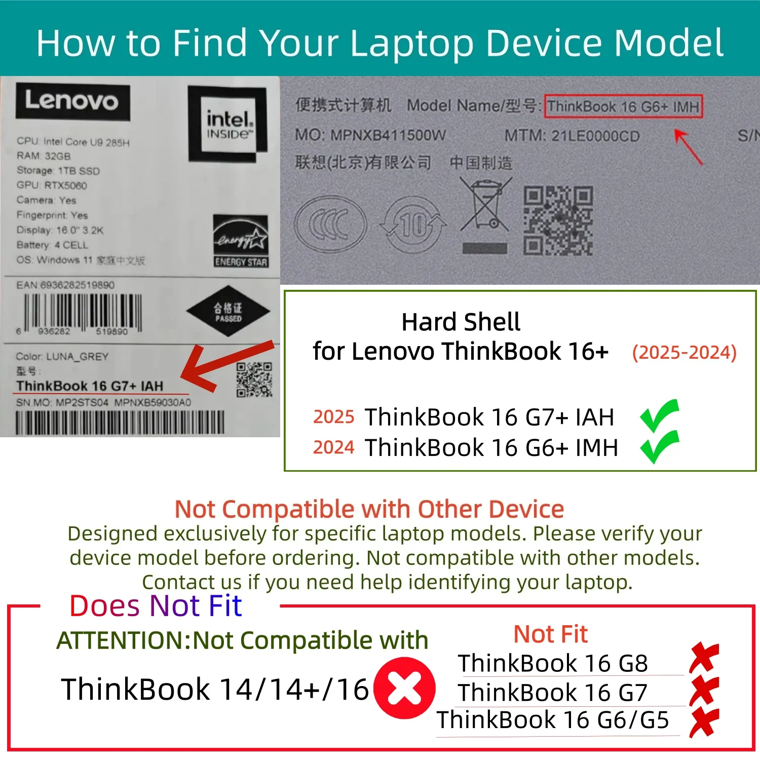 Frosted Hard Pc Shell for 2025 Lenovo ThinkBook 16 G7+ IAH Laptop Matte Case 16-Inch for 2024 Thinkbook16 G6+ IMH Notebook Cover