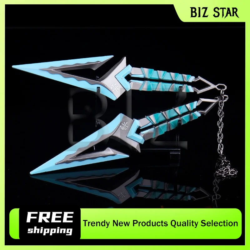 Valorant – paire de lames ondulées noires, 16cm/6,29 pouces, modèles d'armes en métal, périphériques de jeu, jouet de Cosplay, accessoires d'épée, ornements artisanaux, cadeaux