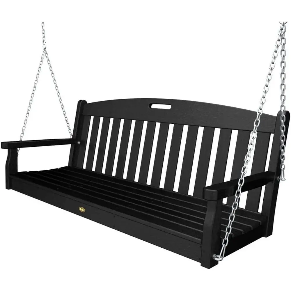 Yacht Club Swing Chair in Charcoal Black for Outdoor Leisure