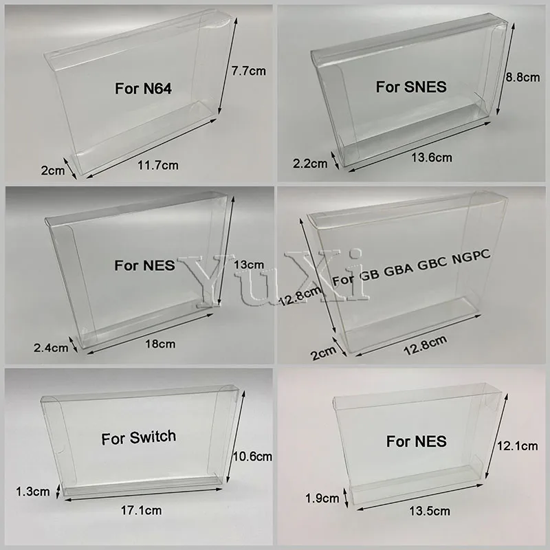YuXi 1 шт. для N64 NES SNES для GB GBA GBC NGPC переключатель прозрачный игровой картридж коробка чехол CIB игры пластиковый защитный чехол для домашних животных