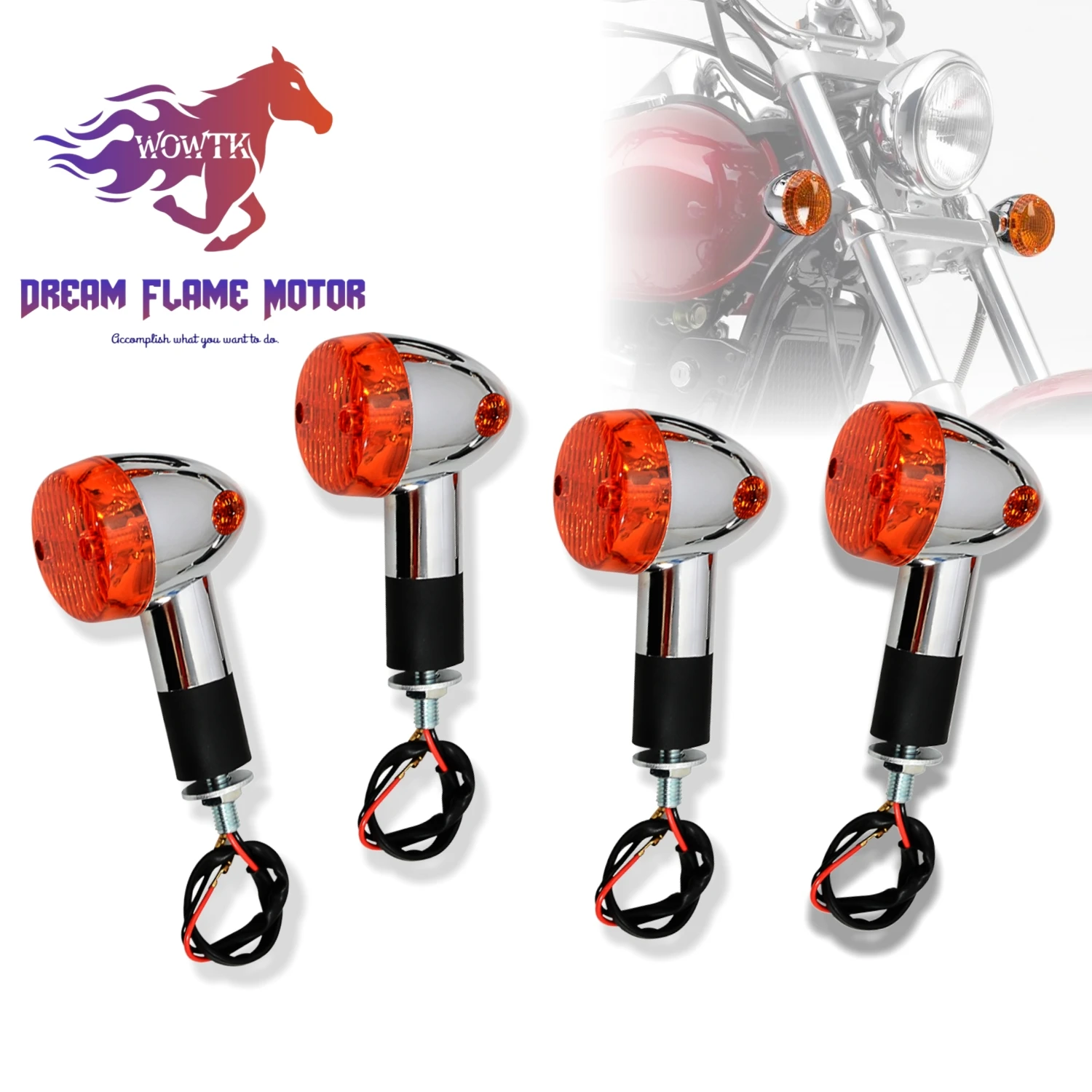 4 Pcs Turn Signal Lamp Set Motorcycles Rear Front Lamp light Retro Amber For Kawasaki Vulcan VN 750 800 900 1500 1600 1700 2000