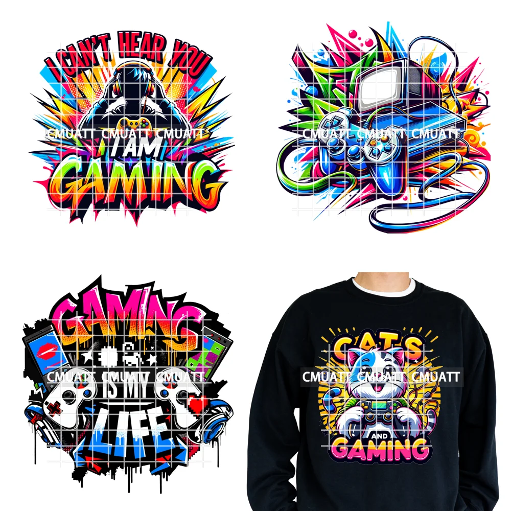 

12in Gaming Life Lover Graffiti Old School Rap Hip Hop Music Urban Vibes Iron on DTF Transfer Sticker Ready to Press for Clothes